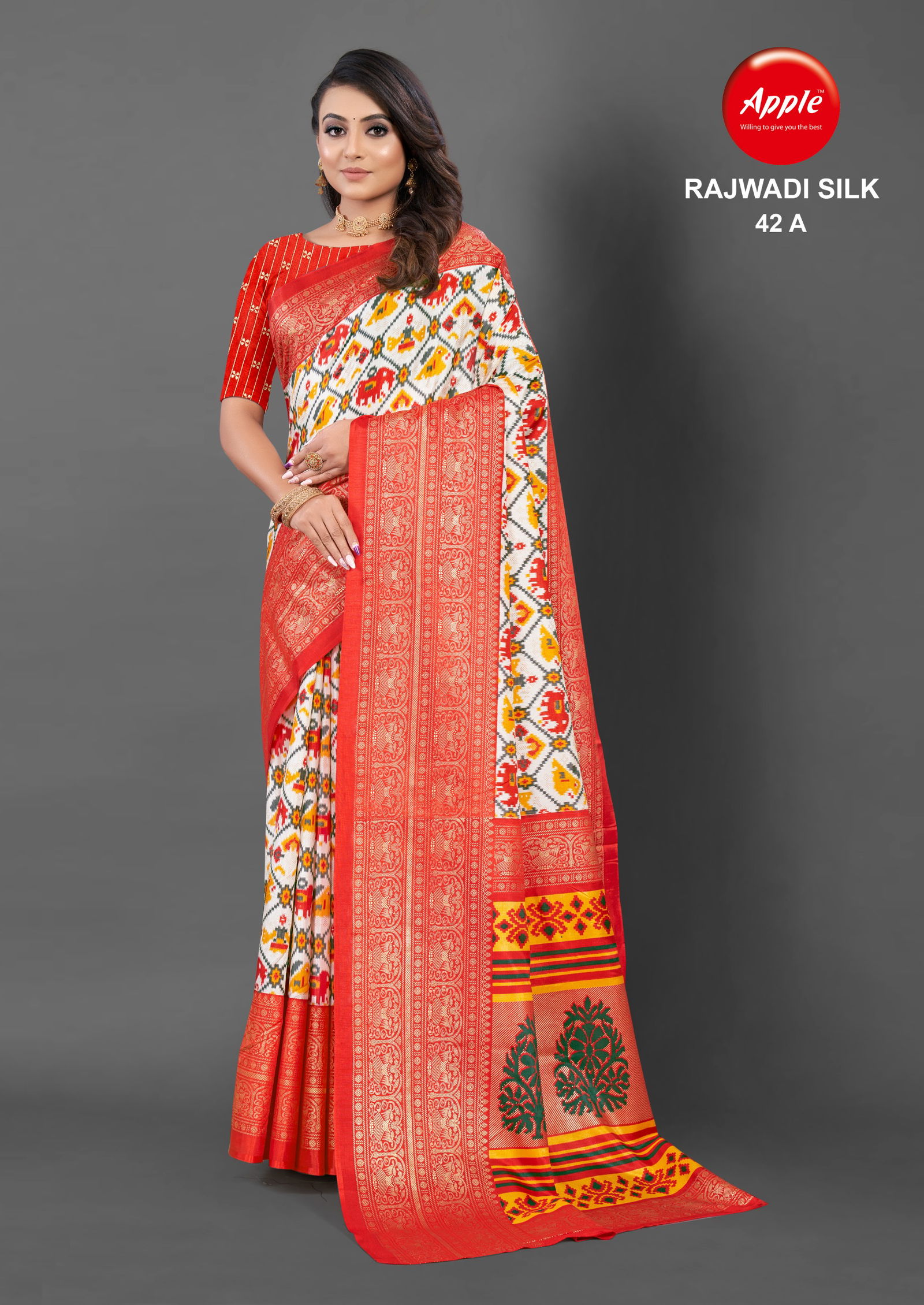 Rajwadi Silk 42 By Apple Dola Silk Printed Sarees Wholesale Market In Surat
